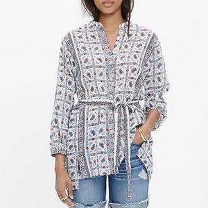 Madewell paisley tie waist tunic top XS